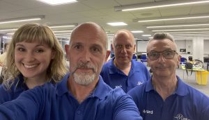 Vicky, Bob, Mark, and Howard of Meducate Academy posing for a photo after a productive day of training undergraduate pharmacists at The University of Birmingham.
