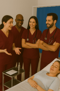 Medical Students Practicing Communication Skills with ACE Roleplayers